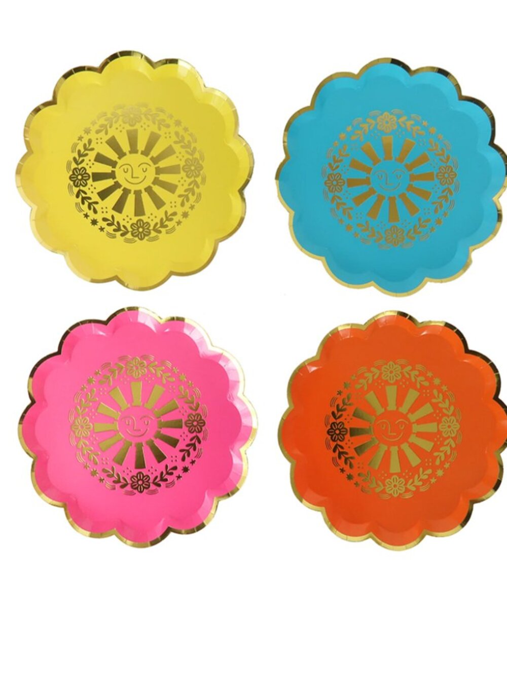 Multicolor Sun Design Paper Dessert Plates